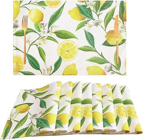 Miniatura 11 de Juego de 4 manteles individuales para mesa de granja, de lino, lavables, resistentes al calor, tela lavable, impermeable, rectangular, para cocina,