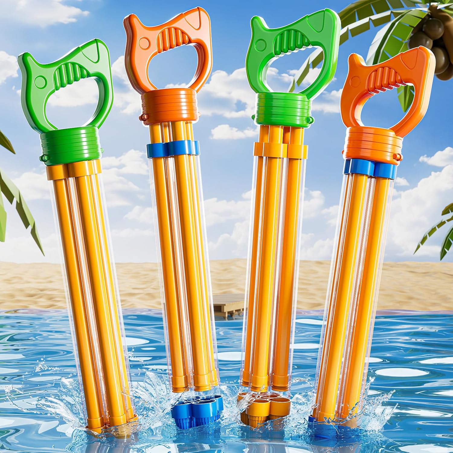 4 Pack Water Guns for Kids Adults, Summer Outdoor Water Toys Swimming Pool Game, Beach Water Game Fighting Play Pool Toys for Boys Girls Kids Ages 4-8, 8-12