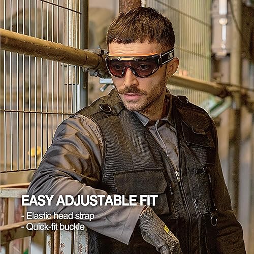 Miniatura 7 de DEX FIT Gafas protectoras de seguridad SG220 antivaho y arañazos, protección ocular Z87 para el trabajo, ajustables para mujeres y hombres (marco
