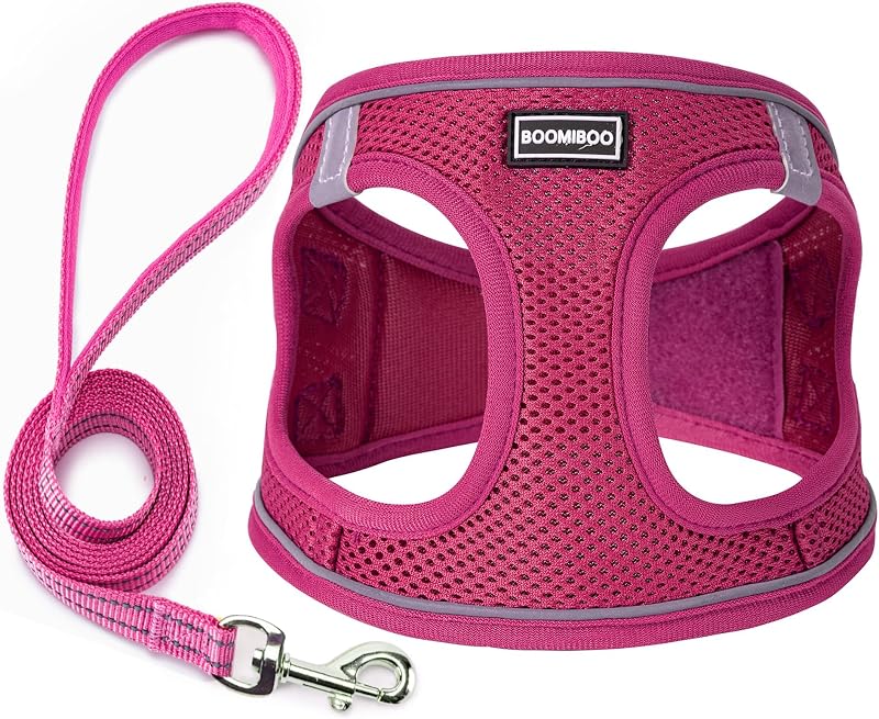 Peitoral Vest Ajustável com Guia para Cães BOOMIBOO Rose Red XS