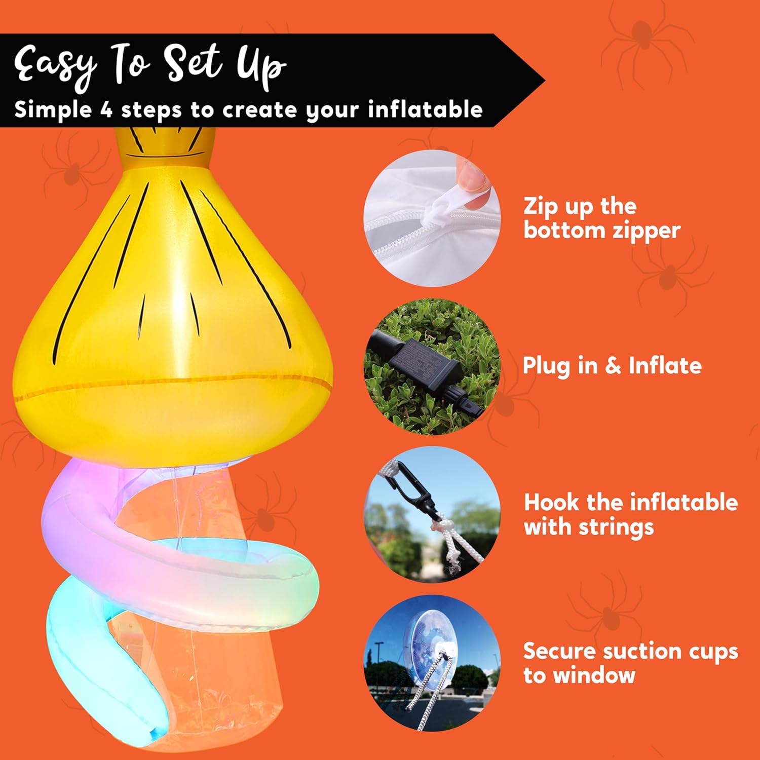 JOYIN 5FT Tall Halloween Inflatable Witch Magic Broom Broke Out from Window Hanging Inflatable Decor Built-in LEDs Gradient Colored Light Halloween Blow Up Yard Decor for Party Indoor Outdoor