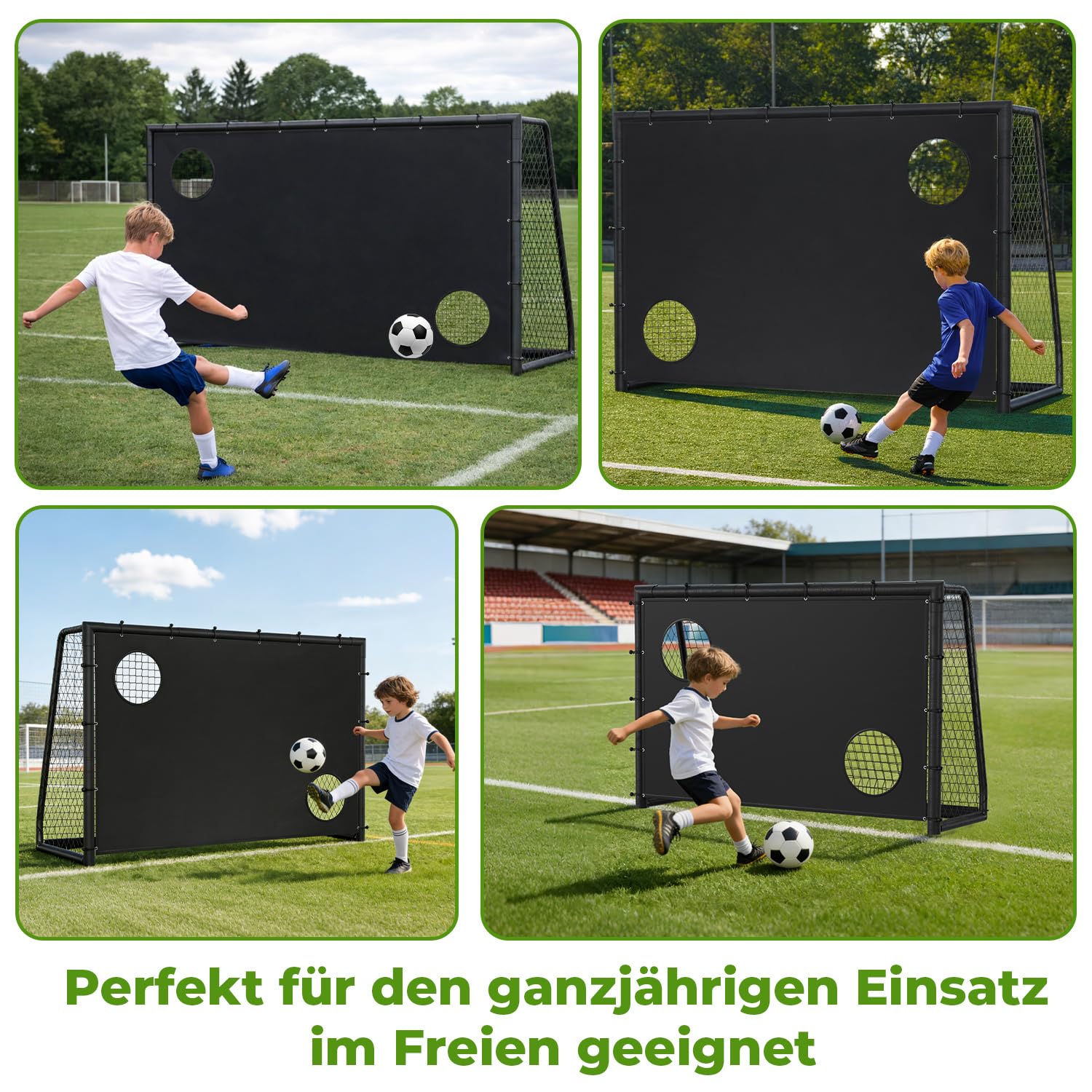 Metall Fußballtor,Fußballtor mit Stahlrahmen mit Polsterung, Erdhaken für Strand, Park, Trainingstore, Spielplatz, Hinterhof, Garten