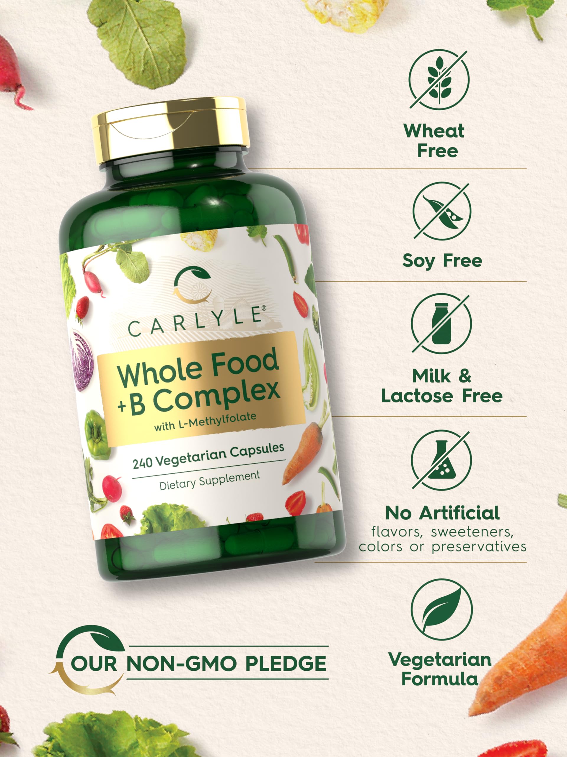 Carlyle Vitamin B Complex Whole Foods Blend | 240 Capsules — Amazon image 5