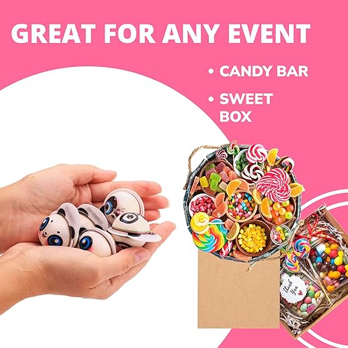 Miniatura 3 de Gummy Candy - Gomitas rellenas de gelatina, lindos caramelos de gomitas de lichi de panda rellenos de mermelada de melocotón real, 10 piezas de