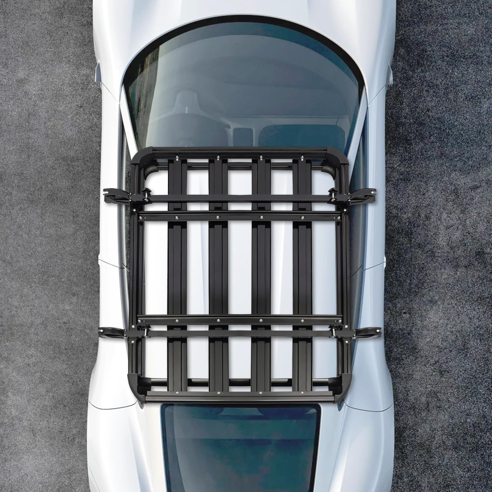 Barres de Toit universelles en Aluminium, Largeur réglable, Charge pour SUV, Panier de Toit de Voiture, Panier à Bagages, Porte-Cargaison, 140 x 100 cm Noir