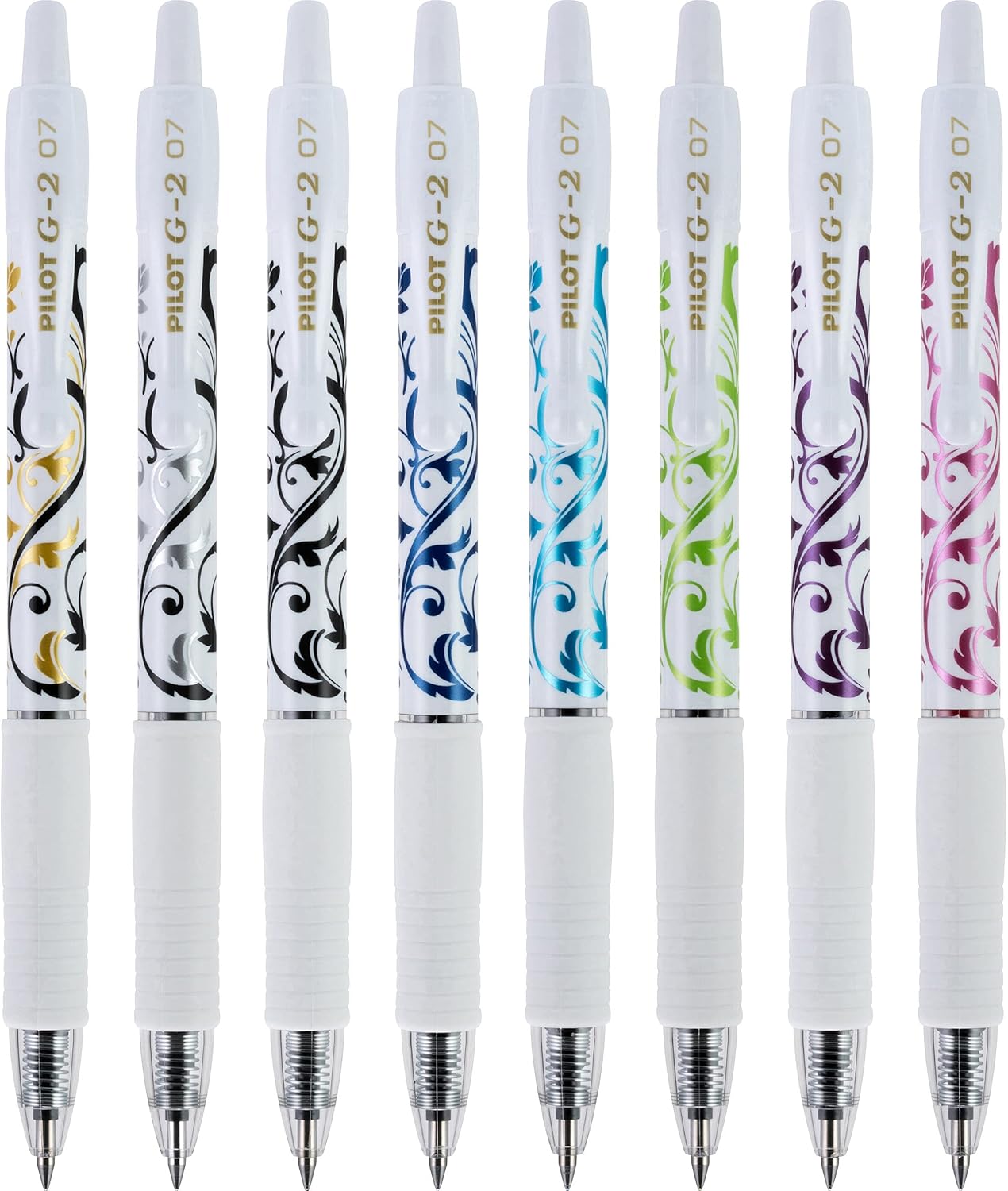 Pilot G2 Premium Gel Pens Fine 0.7mm Point Assorted Colors 8 Pack Smooth Refillable Rollerball