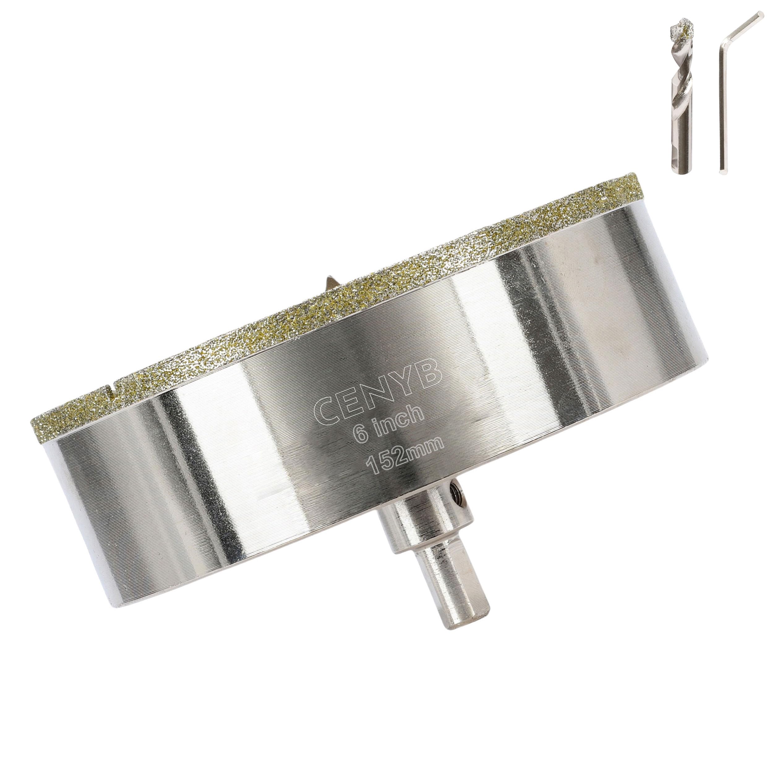 6 Inch 152mm Tile Hole Cutter Drill Bit Diamond Metal Hole Saw with Center Pilot Drill – Diamond-Coated for Marble, Granite, Ceramics, Porcelain Tiles, Glass — image 1