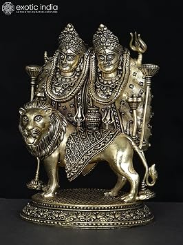 Exotic India Small Superfine Maa Chamunda Devi Brass Statue | MATA Chandi Chamunda Mansa Devi Idol for Puja Mandir Murti, Home Office