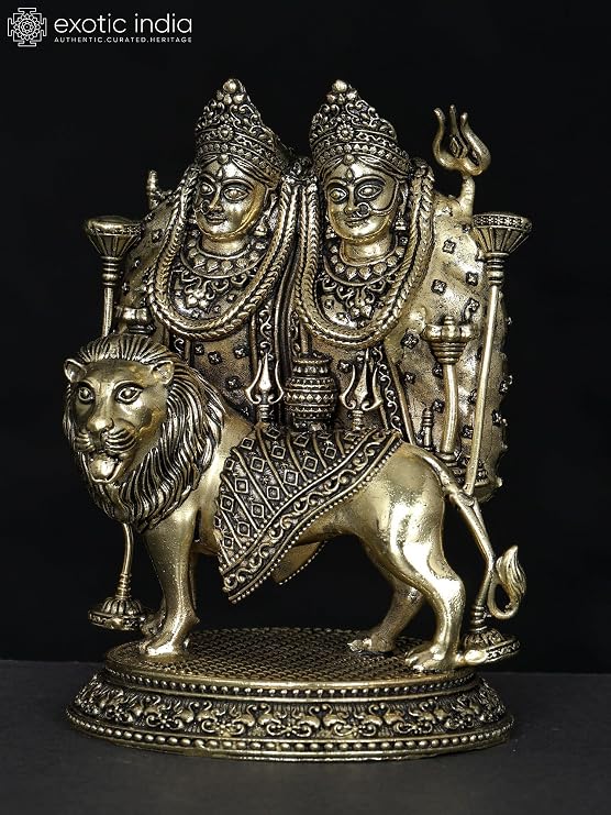 Exotic India Small Superfine Maa Chamunda Devi Brass Statue | MATA Chandi Chamunda Mansa Devi Idol for Puja Mandir Murti, Home Office