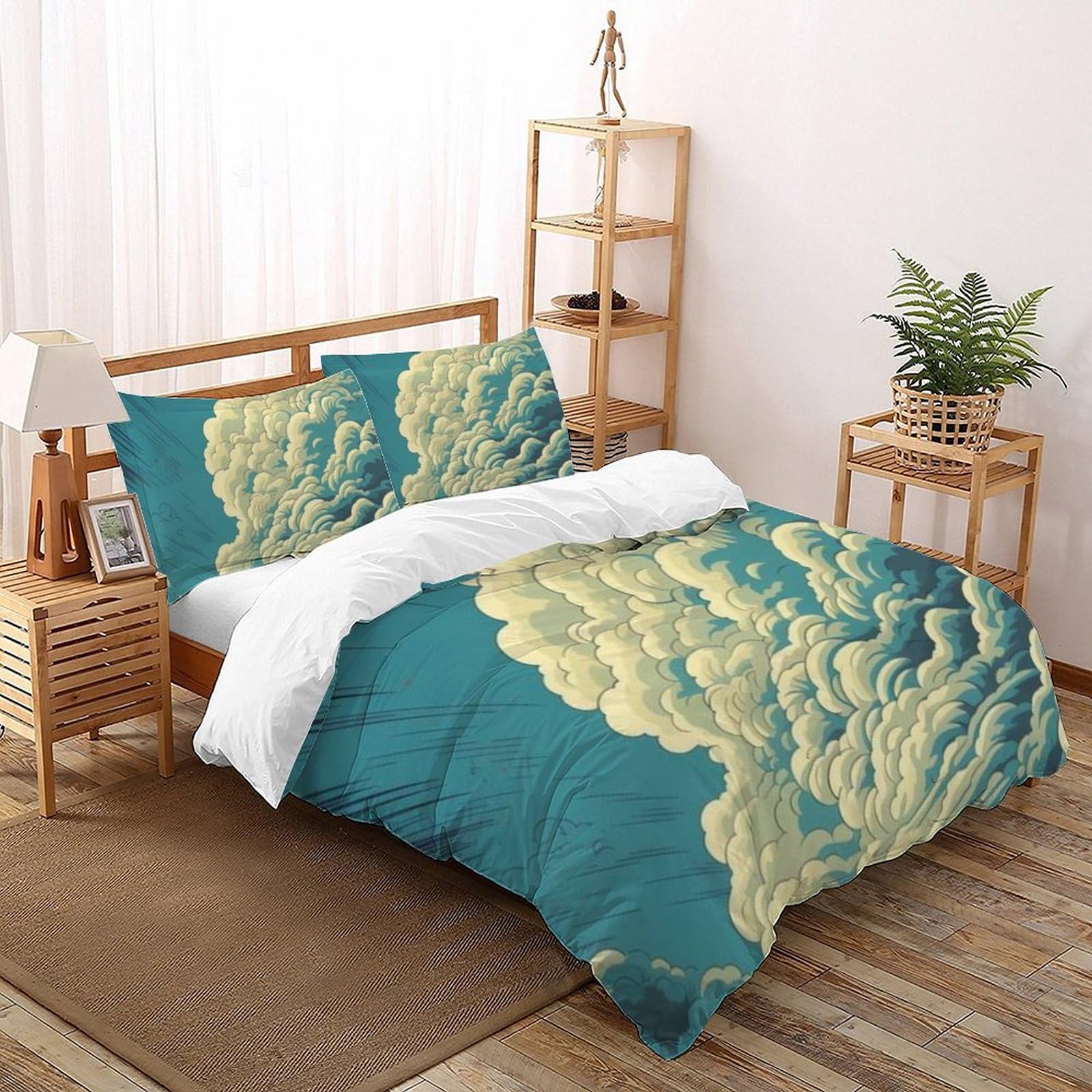 Housse de couette microfibre naturel La Prairie du Ciel 260x220cm motif 3D haut de gamme