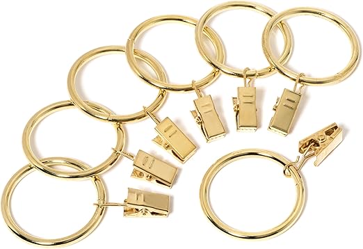 Iron Metal Curtain Clip Rings 1 1/2 Inch Interior Diameter Set of 20 (Gold)