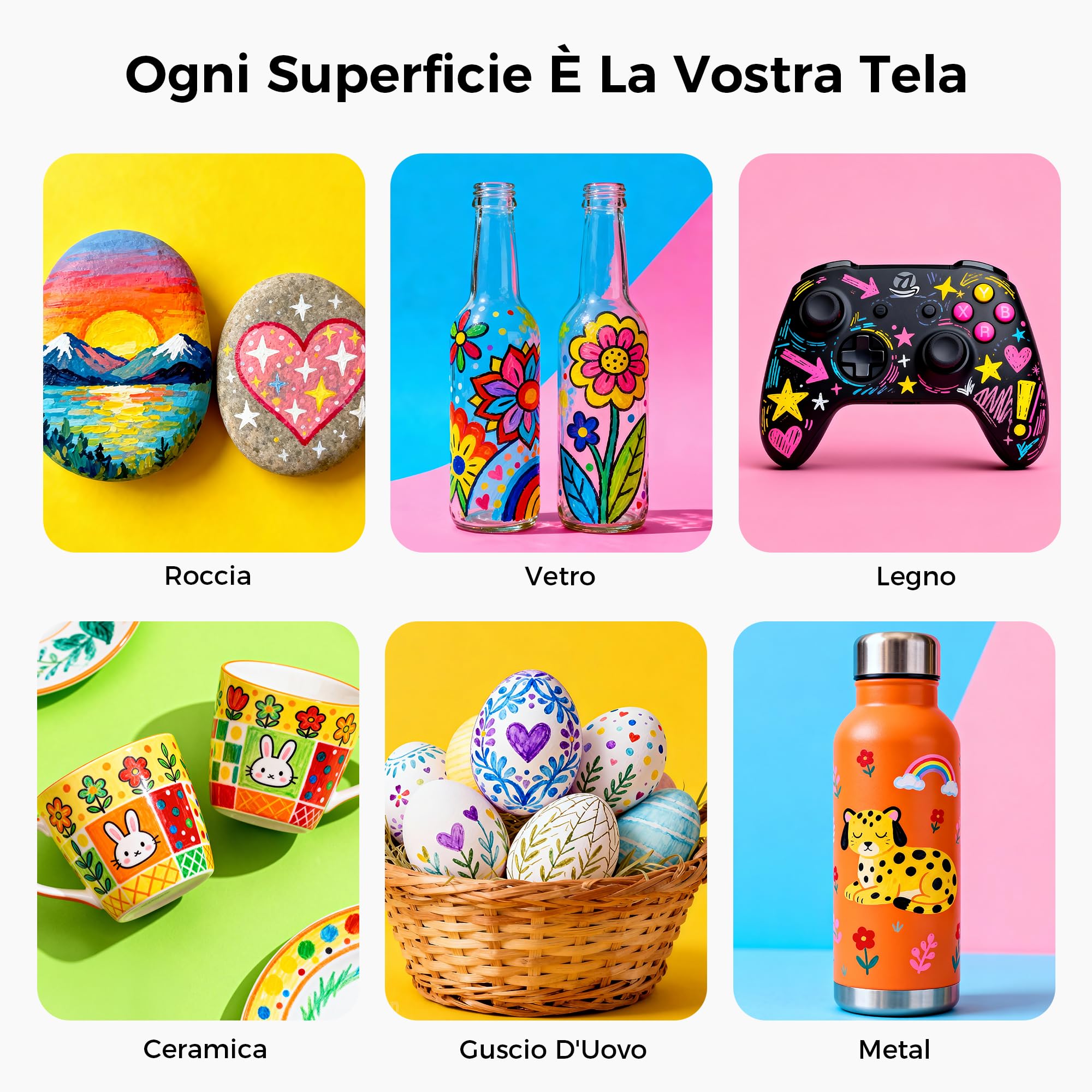 Tongfushop 120 Pennarelli Acrilici, Acrylic Marker Pennello con Flusso Auto-Regolato, Impermeabili ad Asciugatura Rapida per Decorare Sassi, Legno, Ceramica e Vetro | Ideale per Adulti e Fai da Te