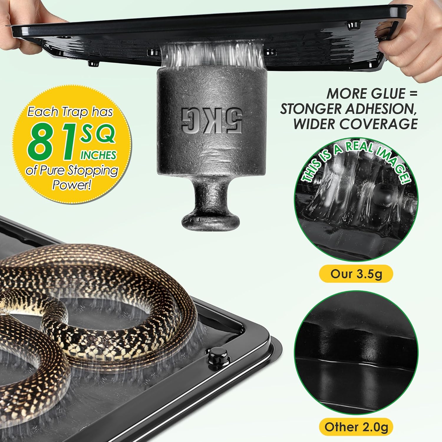 Qualirey 8 Pack Large Snake Glue Trap, 11.8" x 10" Snake Traps for Mice Rats Cockroaches Spiders, Non Toxic Large Rat Trap, Pre Scented, Adhesive Glue Boards for Home Garden Yard, Pet Safe Easy to Use