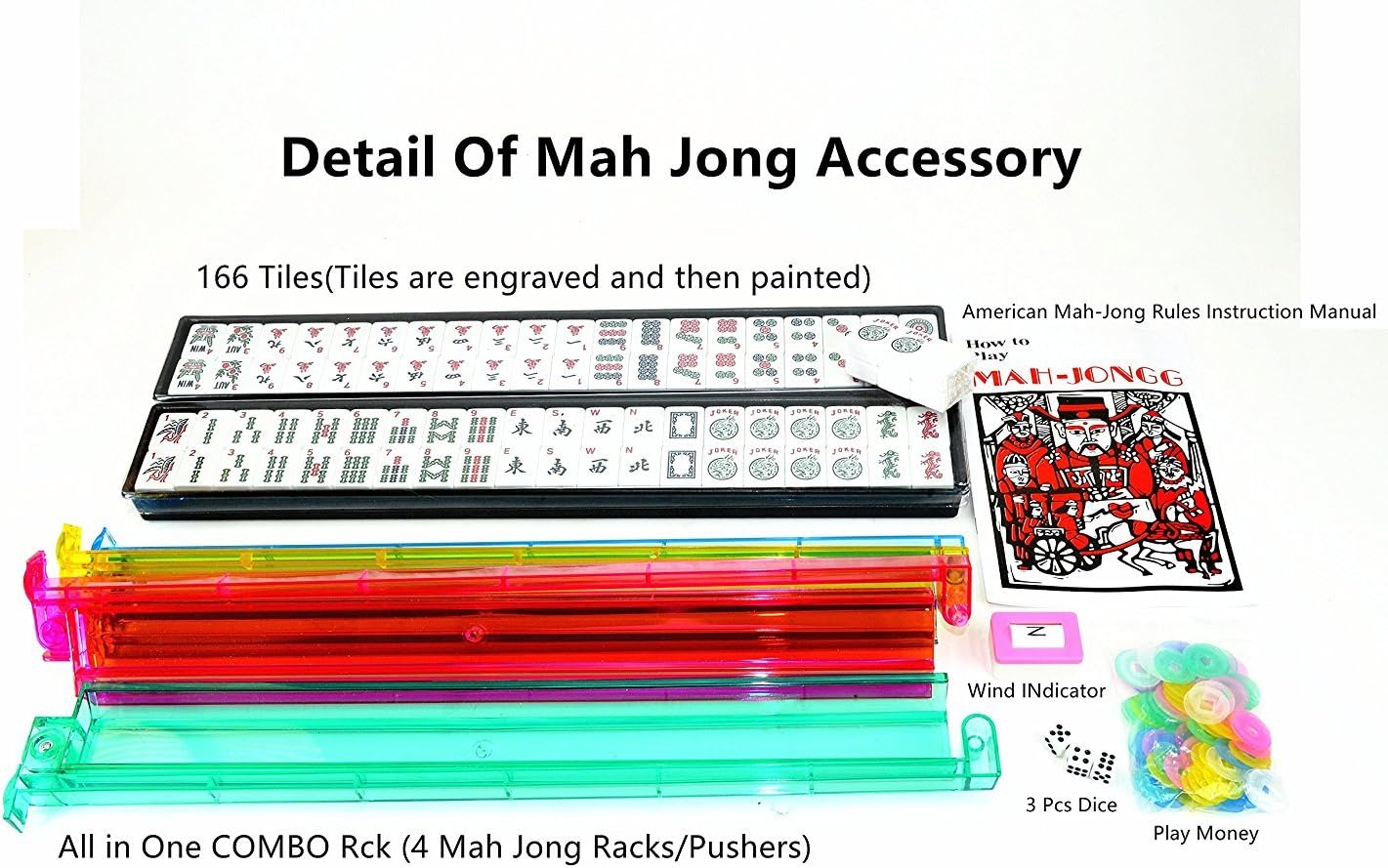 166 Tiles American Mahjong Set Soft Bag with Combo Rack