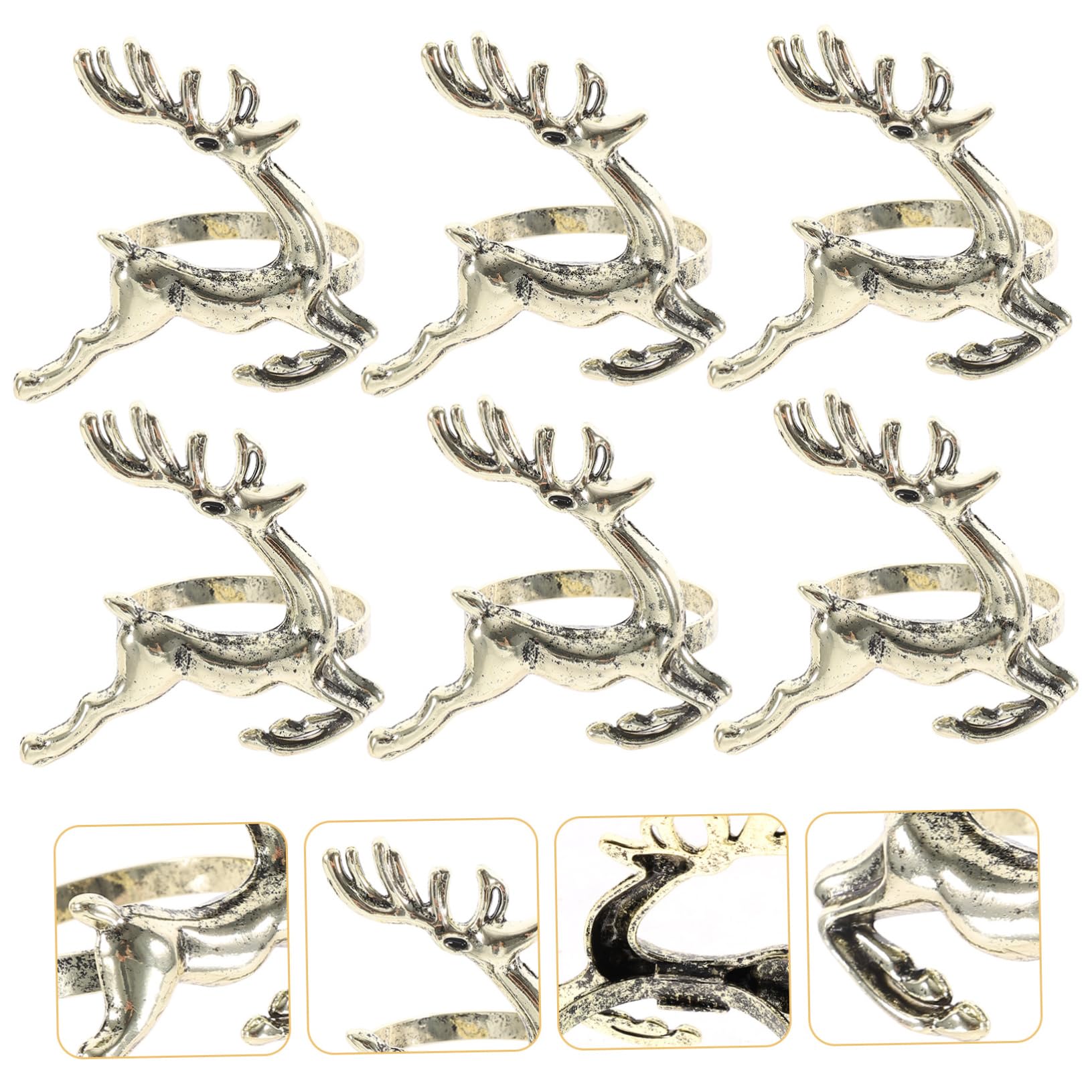 PRETYZOOM 3 Set Tovagliolo Fibbia Natalizio Natalizie Decorazioni Casa Portatovaglioli Natalizi Con Renne Decorazione Natalizia Portatovagliolo Portatovaglioli Decorativi Lega 6 Pezzi*3