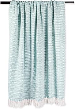 DII Woven Throw Collection 100% Cotton, Basketweave, 50x60, Aqua