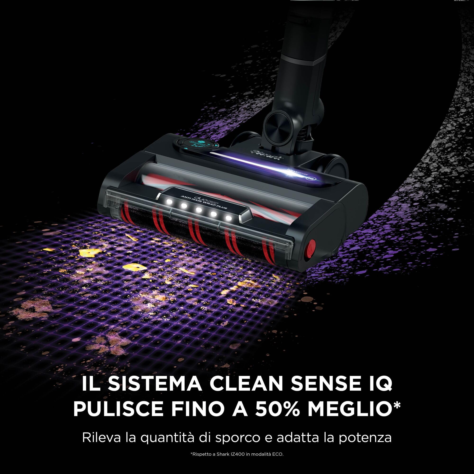 Shark Stratos - Aspirapolvere Senza Fili - Funzioni Anti-Hair Wrap, CleanSense IQ, PowerFins Plus - 60 Minuti di Autonomia - Modello IZ400EUTBK, Colore Rame