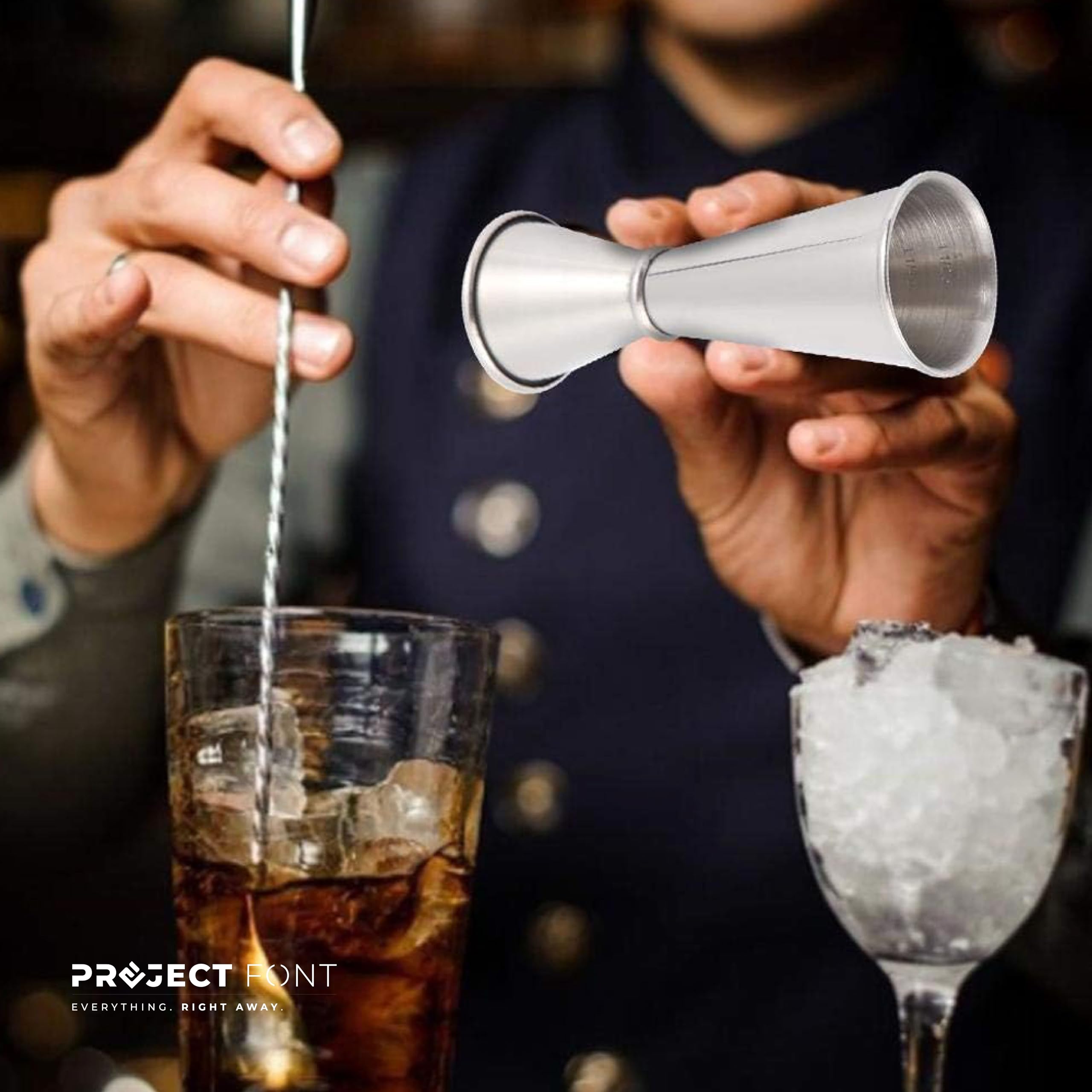 Misurino Cocktail in acciaio INOX doppia tazza di misurazione, per bar, feste, vino, cocktail, bevande, shaker Misurino per Bevande Barista Professionale Misura Tazza (30/50ML Arrotondato)