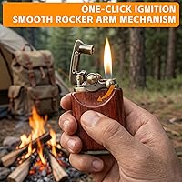 Vista 4 de Rosewood Wooden Case Antique Type Soft Flame Rocker Arm Petrol Kerosene Lighter