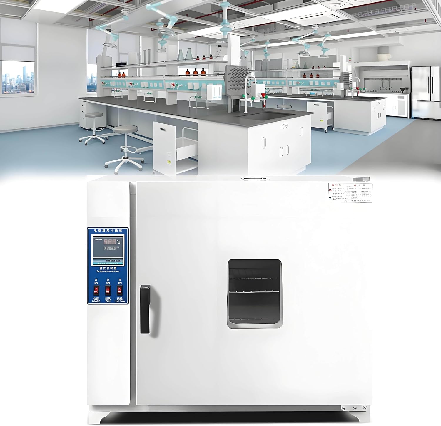 Vacuum Drying Oven, 16L/42L/70L Constant Temperature Blast Oven, Lab Forced Air Convection Drying Oven with Intelligent Digital Display Temperature Controller,GalvanizedLiner-43L