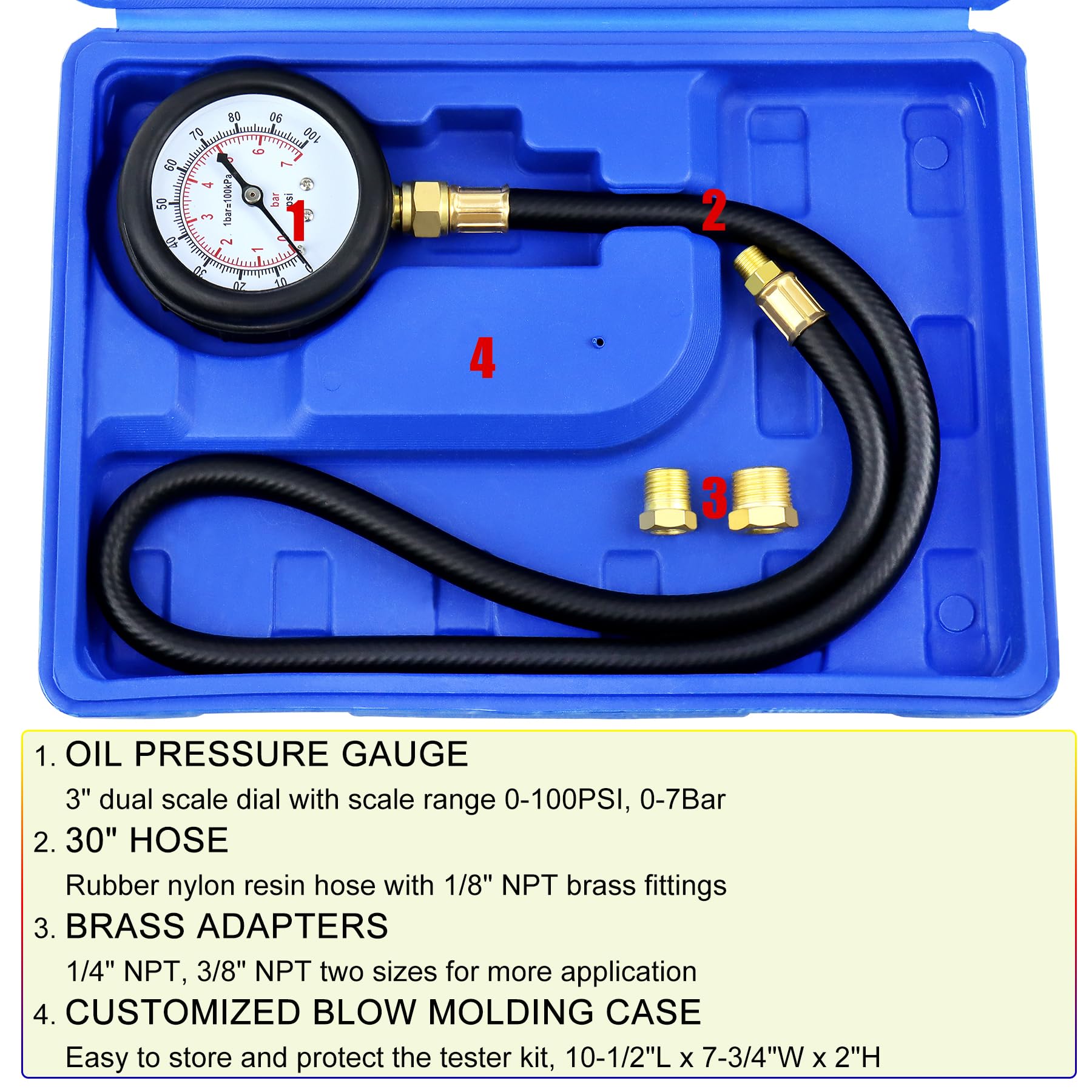 JIFETOR Compression Tester Kit, Small Engine Cylinder Test Pressure