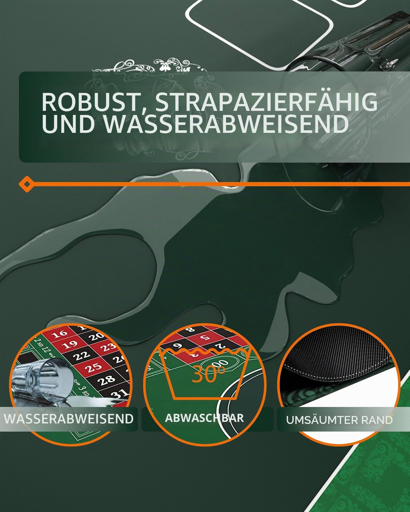 Casino Roulette Matte mehrere Größen von Bullets Playing Cards