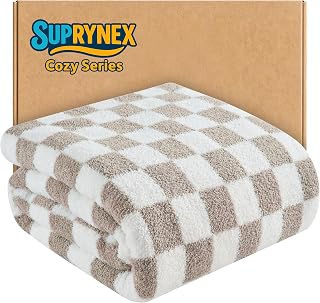 330GSM Checkered Throw Blanket for Couch, Caramel Orange, 50"x60"