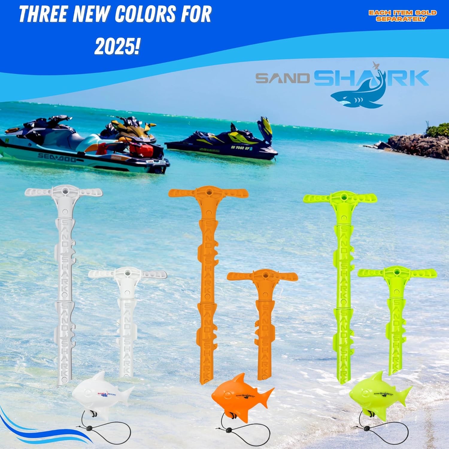SandShark New Sport Boat Anchor and Jet Ski Anchor. Shallow Water Anchor Pole for Boat and PWC. Sand Anchor Kit for Boat and Kayak Anchor System. Easy Storage, High-Strength ABS