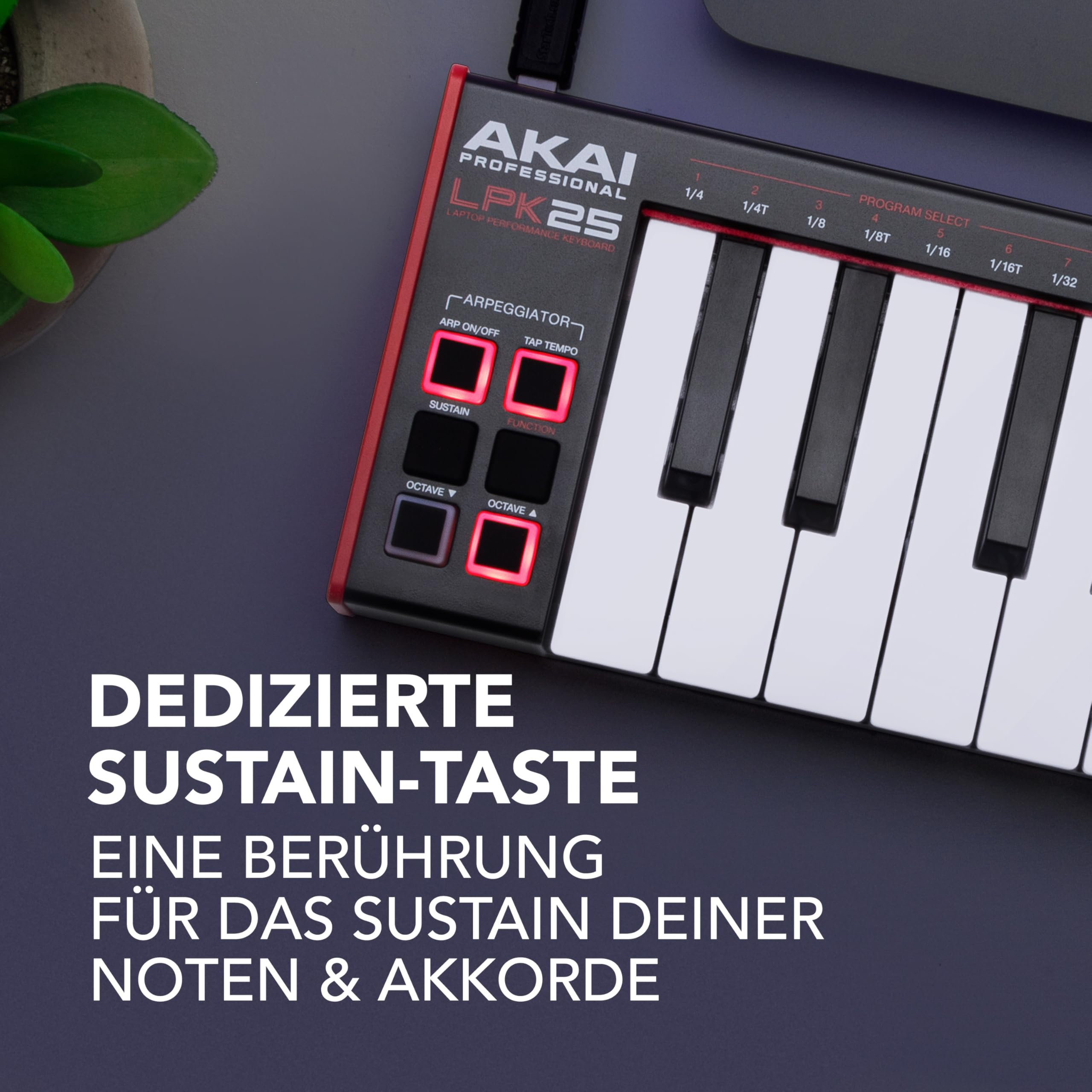 Akai Professional LPK25 - USB MIDI Keyboard Controller mit 25 Responsiven Synth-Tasten für Mac und PC, Arpeggiator und Musikproduktionssoftware