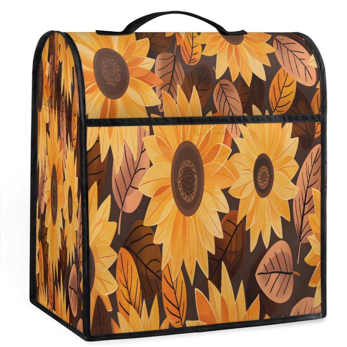 Coffee Maker Cover Dragonfly Sunflower Leaves Kitchen Appliance Covers Small Appliance Covers Blender Cover Juicer Cover Dust Covers for Kitchen Appliances with Top Handle and Pockets,Washable,B257