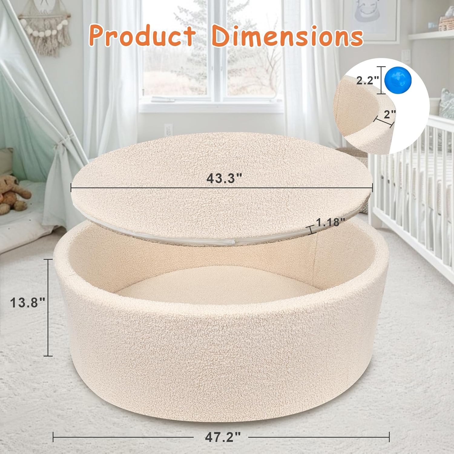 Kids Foam Ball Pits for Toddlers and Baby Ball Pit & Play Gym with 5 Toy Tummy Time, Soft Infant Baby Ball Pit Pool for Girls and Boys Gifts, (Balls NOT Included) Imitation Teddy Colours