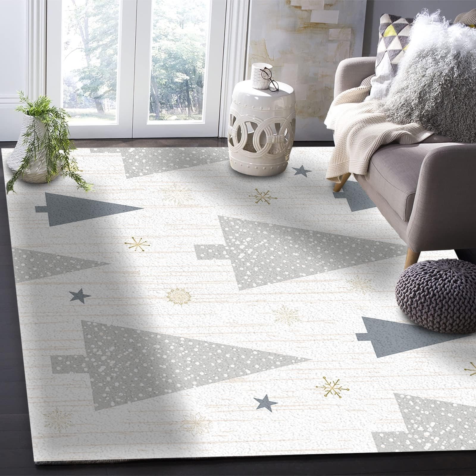 Tapis motif sapin de Noël enfant pour chambre de fille et garçon 100x160cm
