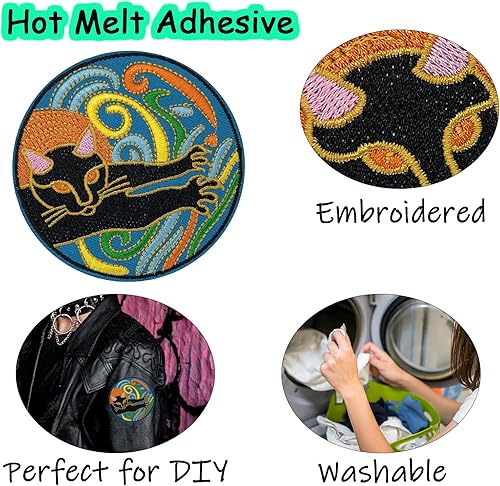 Miniatura 6 de Parche para planchar, parche de gato negro, divertido parche de reparación de apliques para planchar o coser, accesorios de bricolaje para ropa,