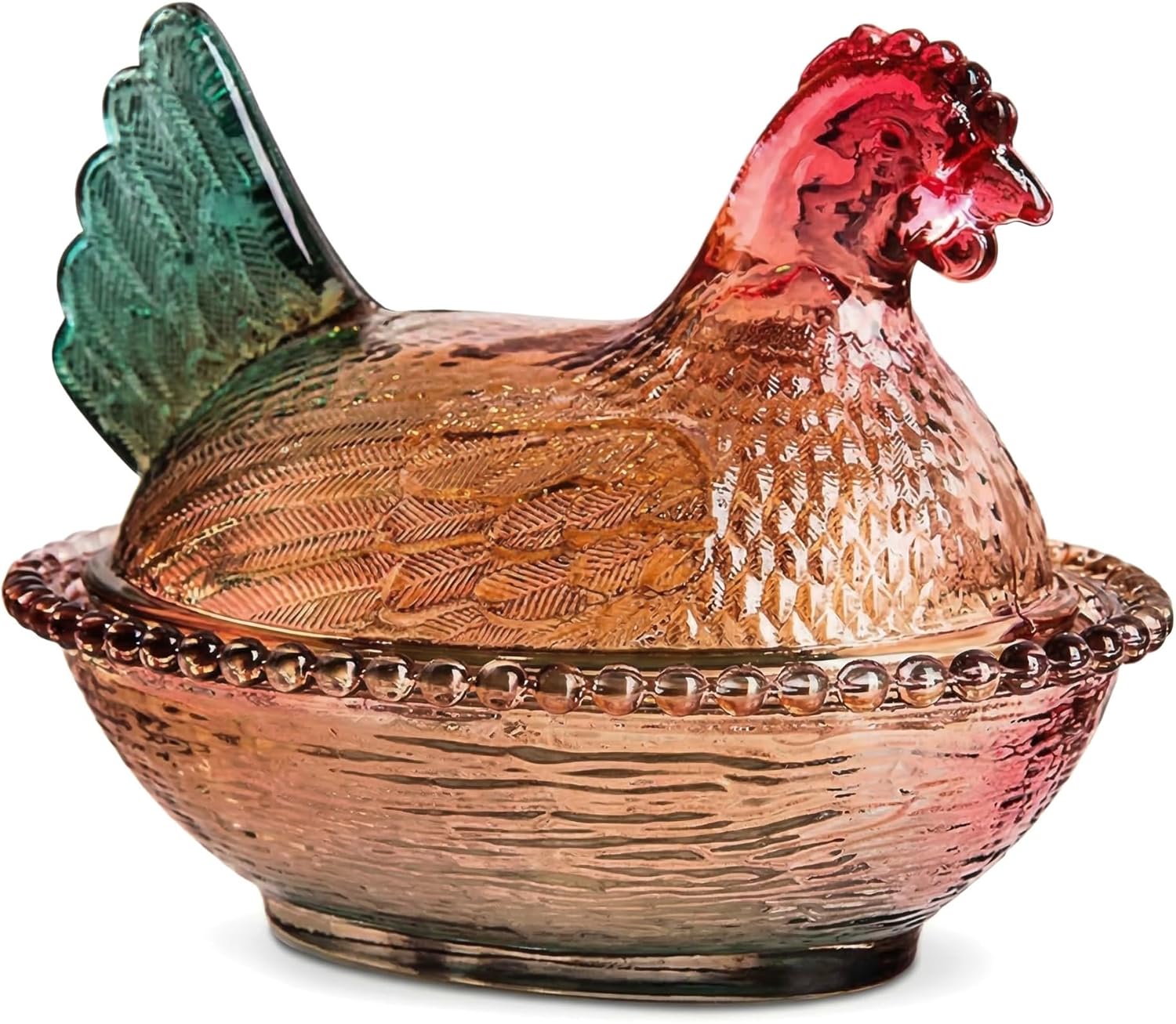 Garneck Vintage Candy Dish with Lid: Hen on Nest Glass Dish Chicken Shaped Candy Bowl Crystal Glass Storage Container for Kitchen Home Tabletop Decor