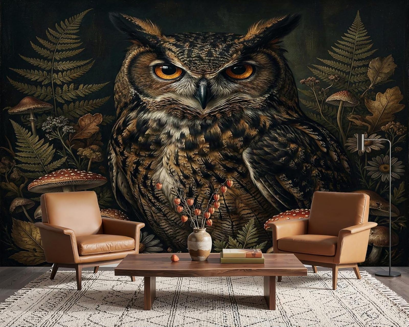 Hgjdjhnf 3D Mural 3D Effect Photo Wallpaper Owl Forest Animals Brown Modern Living Room Bedroom Children's Room Wall Decor Motif Wallpaper, 400Cm X 280Cm Wall Sticker - Background Wall - Painting - Poster