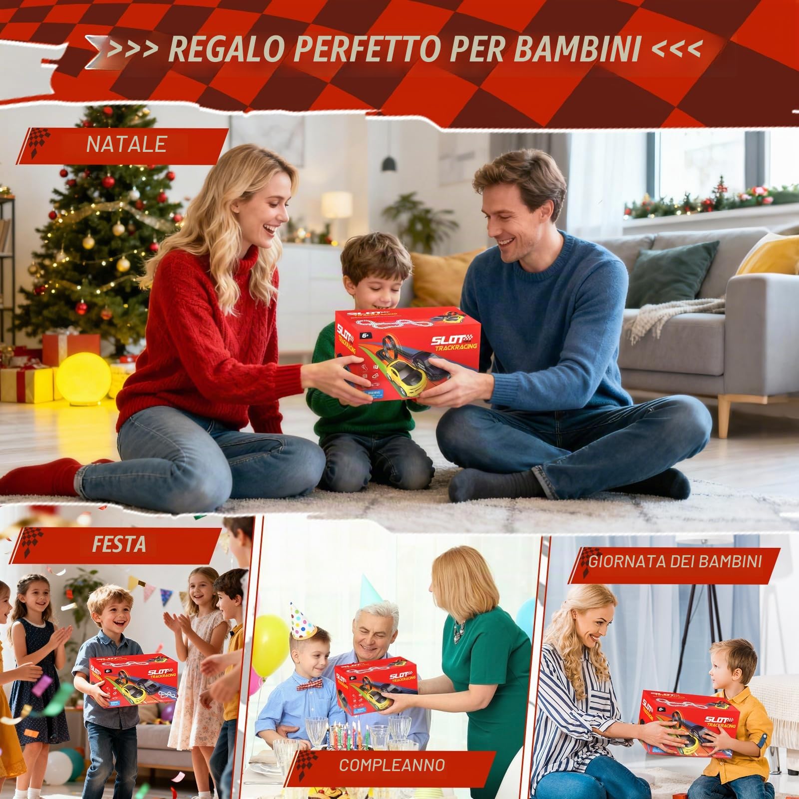 IEEILULU Piste Corsa Elettriche, 1:64 Pista Macchine Telecomandate con 4 LED Macchine Contatore 360° Cerchio, Piste Corsa Giocattoli Regali per Bambini 3 4 5 6 7 8 Anni (821CM)