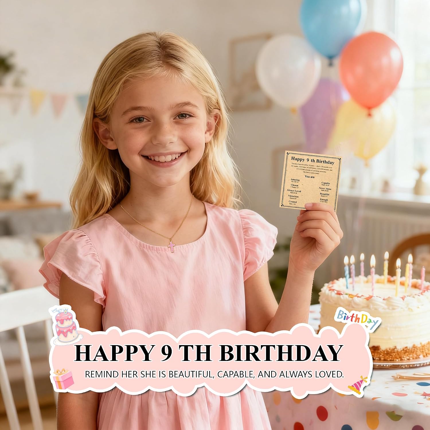 First Communion Gifts for Girls Tween Happy 6 7 8 9 10 11 12 13 Year Old Girl Birthday Ideas Pink Cross Necklace Confirmation Gifts