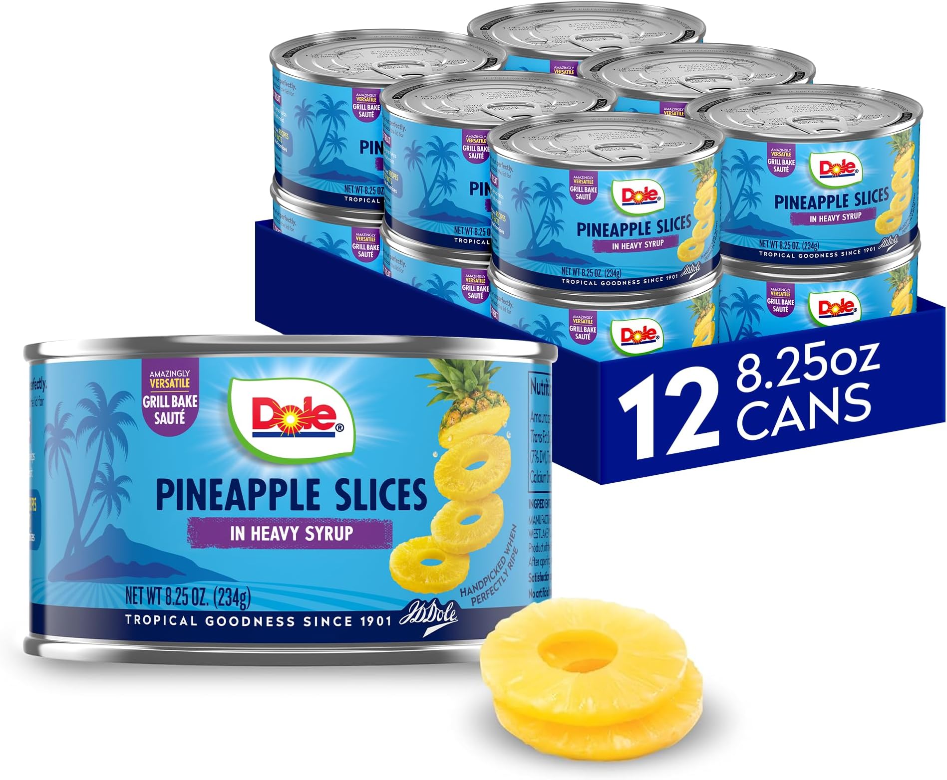 Dole Pineapple Slices in Heavy Syrup - Dole Canned Fruit - Rich Source of Vitamin C - 8.25 oz Cans - 12 Pack