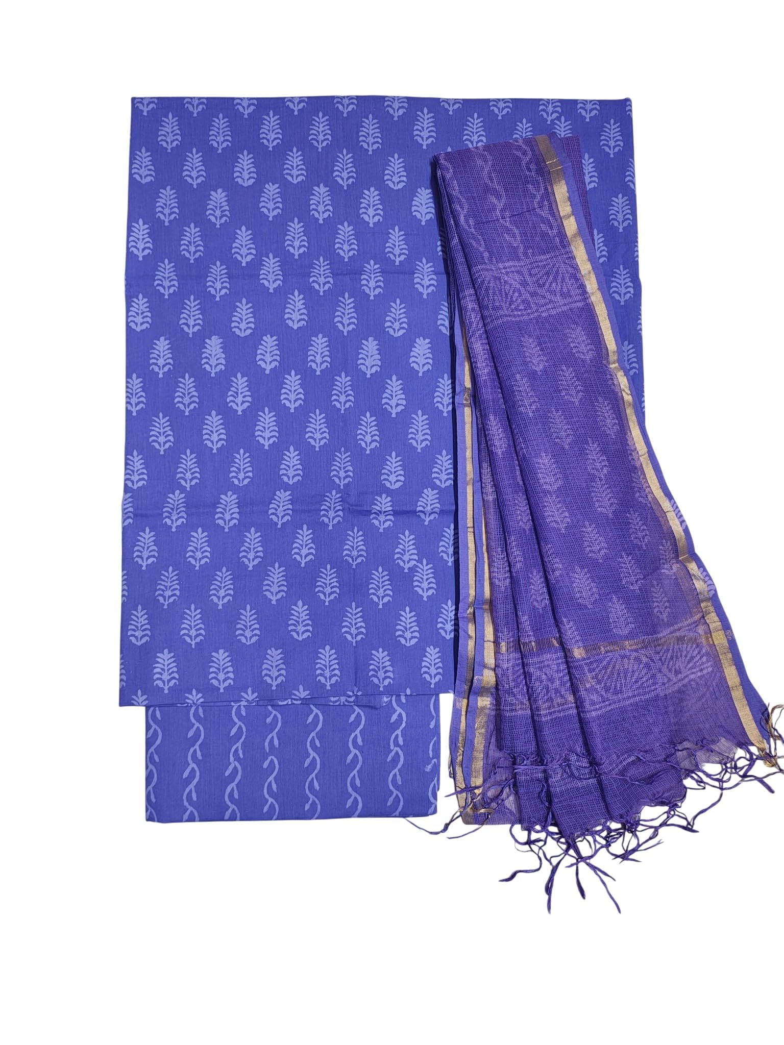 ivikta Kota Doria Unstitched Salwar Suit Set with Dupatta for Women | Pure Cotton Kota Doria Block Print Dress Material-picture-32