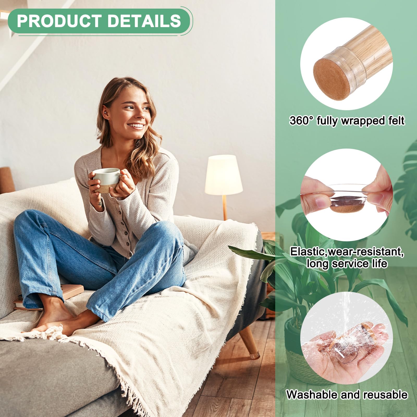 M METERXITY 32-Pack Chair Leg Floor Protectors - Image 2