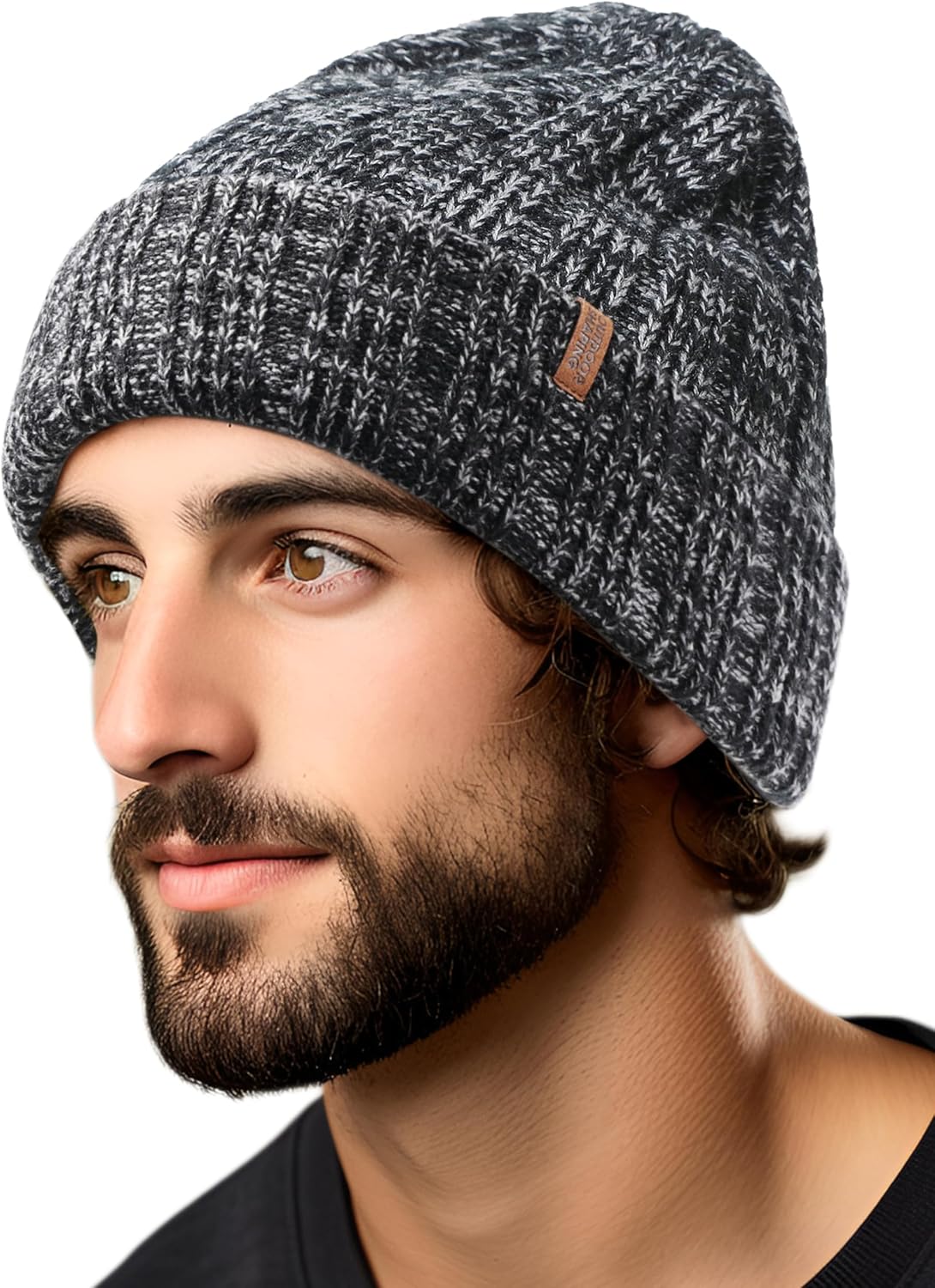 OUTDOOR SHAPING Fleece Lined Knit Cuffed Beanie Winter Hats for Women Men Soft Ski Skull Cap