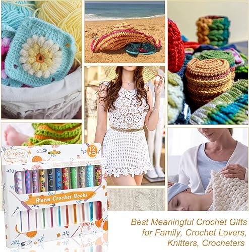 Miniatura 9 de Coopay Ganchos de ganchillo cálidos Plus para regalos de ganchillo, 12 piezas de 0.079in a 0.315in (B-L), juego de ganchillo, agujas de ganchillo de