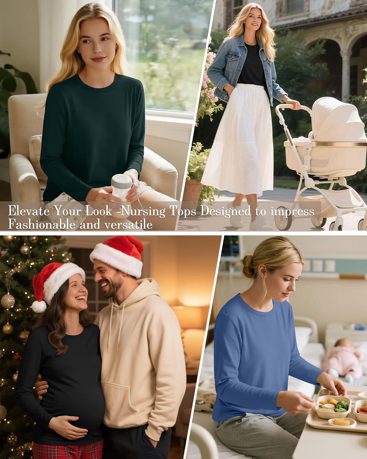 3 Pack Nursing Tops for Breastfeeding Maternity Shirts Zipper Long Sleeve Round Neck Knit Casual Nursing Clothes - Image 5