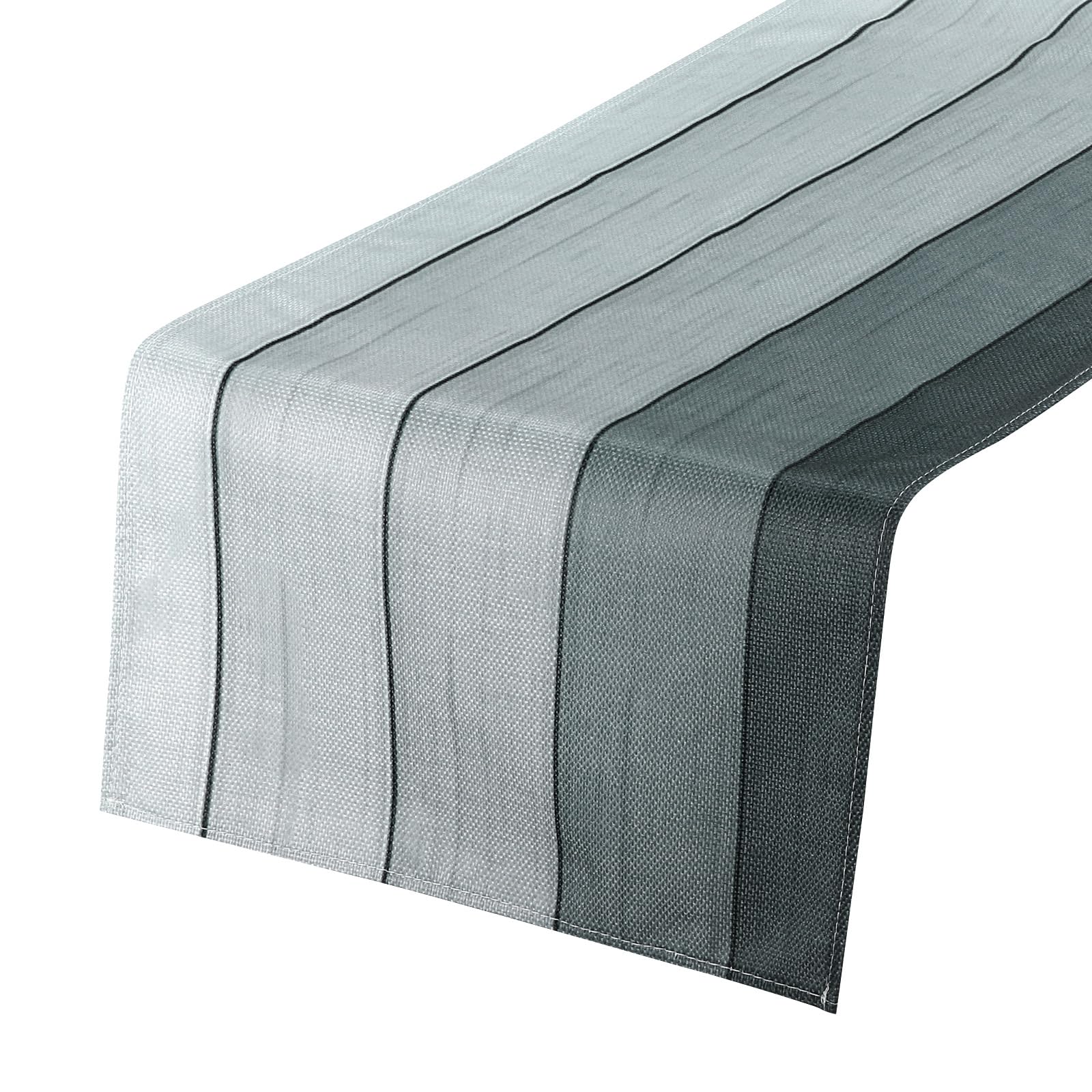 uxcell Table Runner 108" x 13", Retro Cotton Linen Table Runner, Dark Grey, White/Light Grey/Grey/Dark Grey/Black