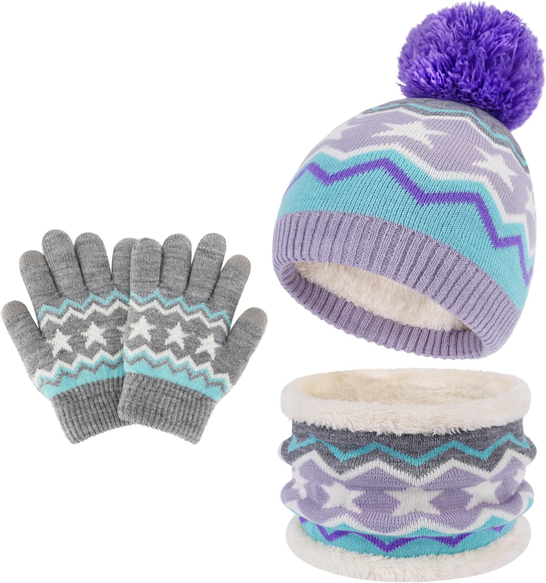 Toddler Kids Winter Hats Gloves Scarf Neck Warmer Age 2-7