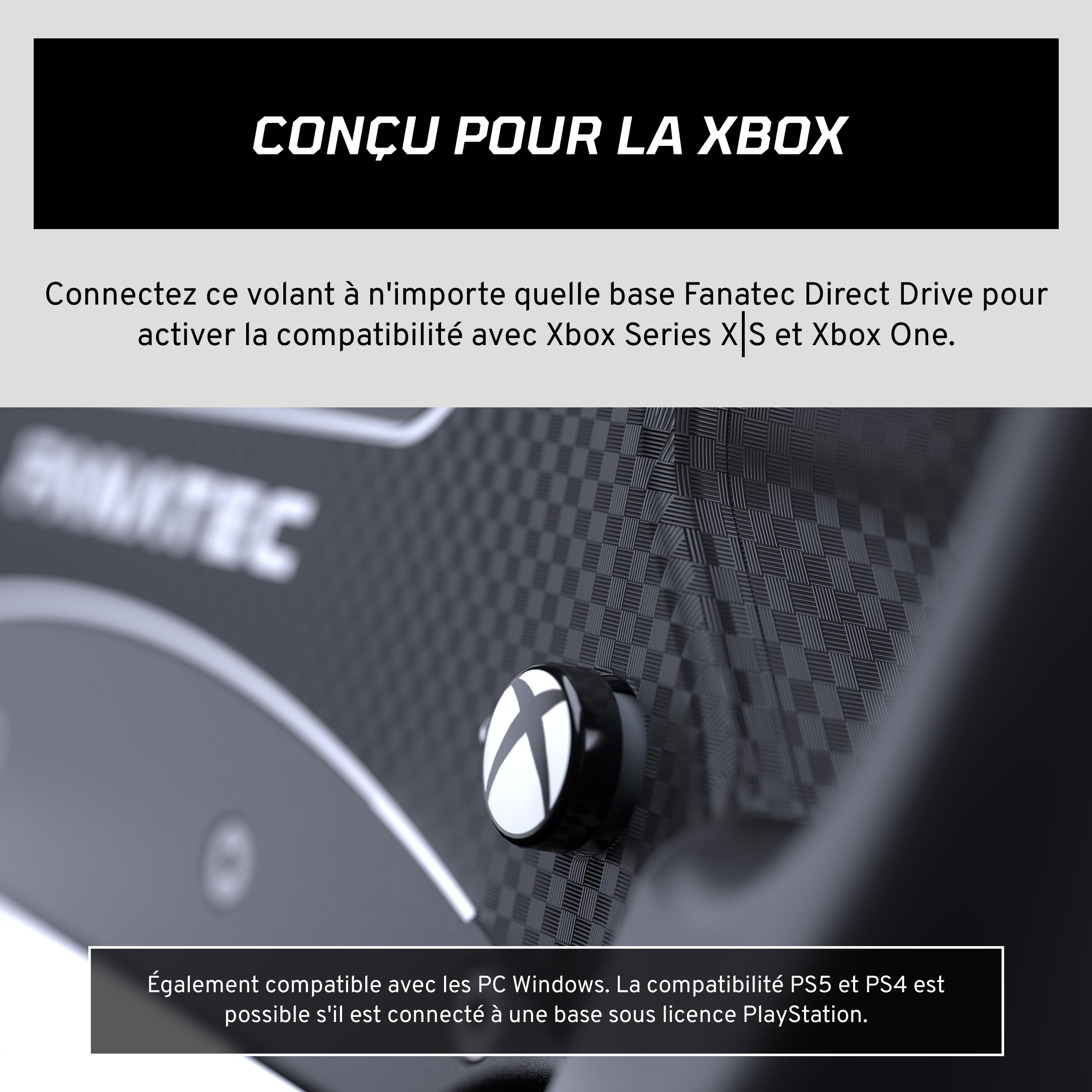 FANATEC Simulation de Course CSL Volant GT3 – PC, Xbox Series X|S | QR2 Lite Wheel-Side Préinstallé, Poignées Caoutchouc, Levier de Vitesse Magnétique, Deux Palettes Analogiques, Écran OLED