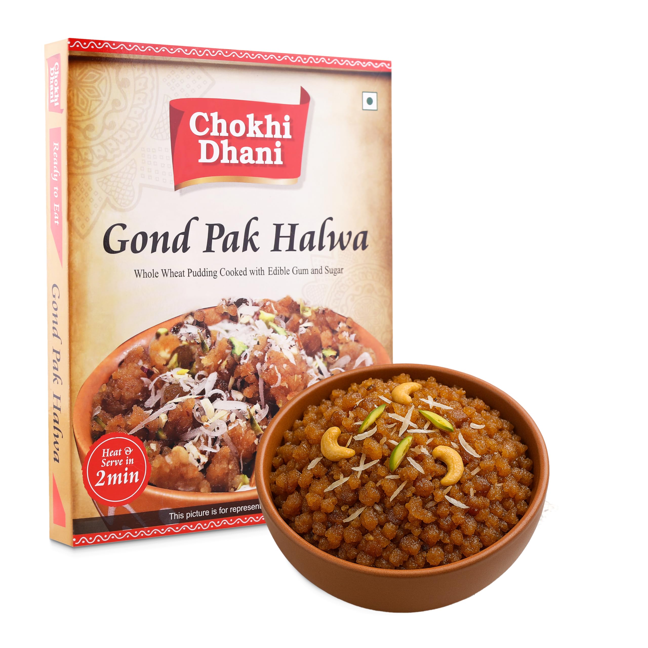 Chokhi Dhani Gond Pak Halwa | Ready to Eat Meal | Just Heat & Eat | Microwave | Ready in 2 Minutes | Pack of 1, 250 gm