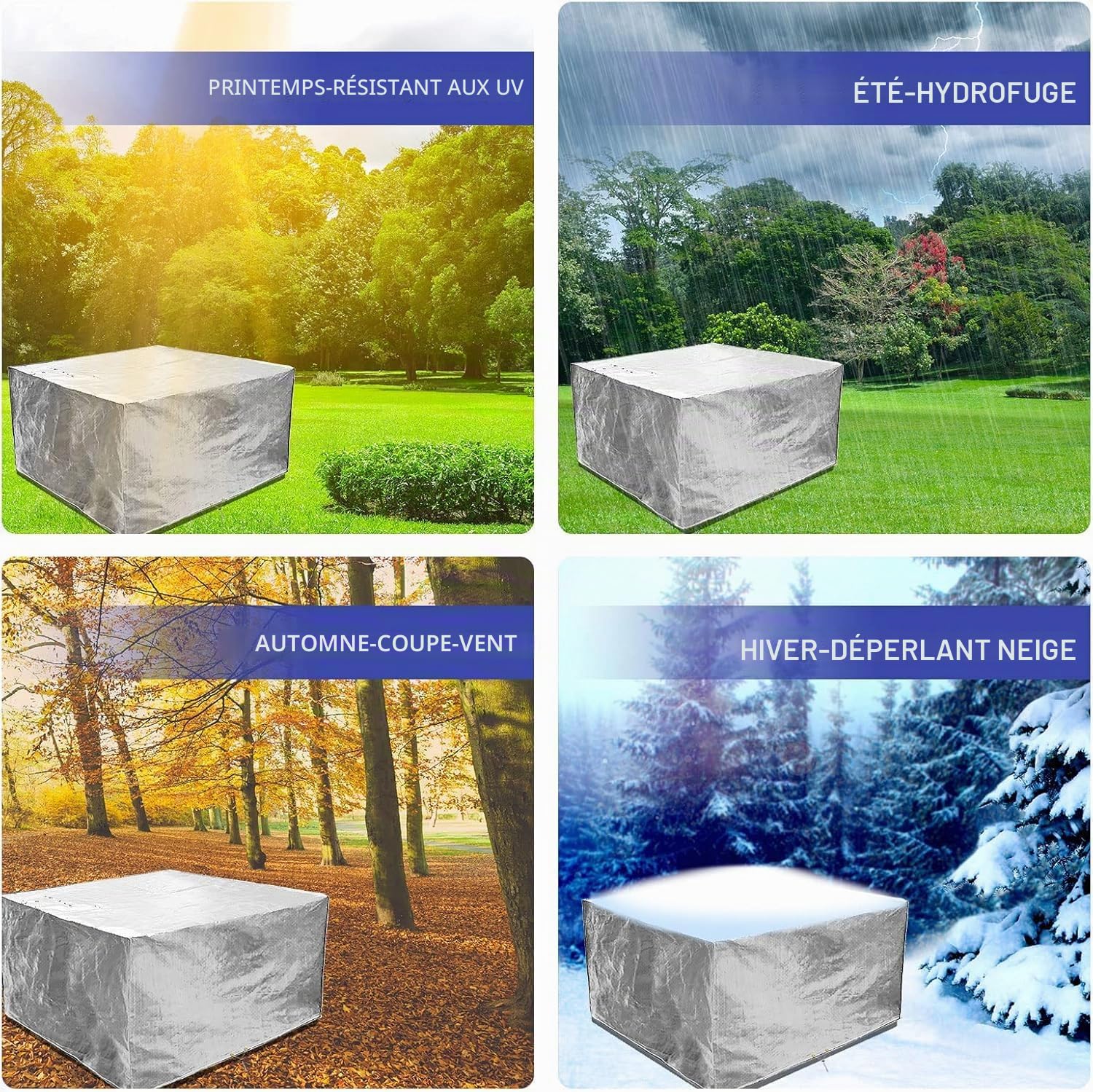 RICHIE Housse de protection pour meubles de jardin, imperméable, anti-UV, respirante, en polyéthylène, pour tables de jardin, meubles de terrasse, rectangulaire, transparente, 180 x 120 x 71 cm