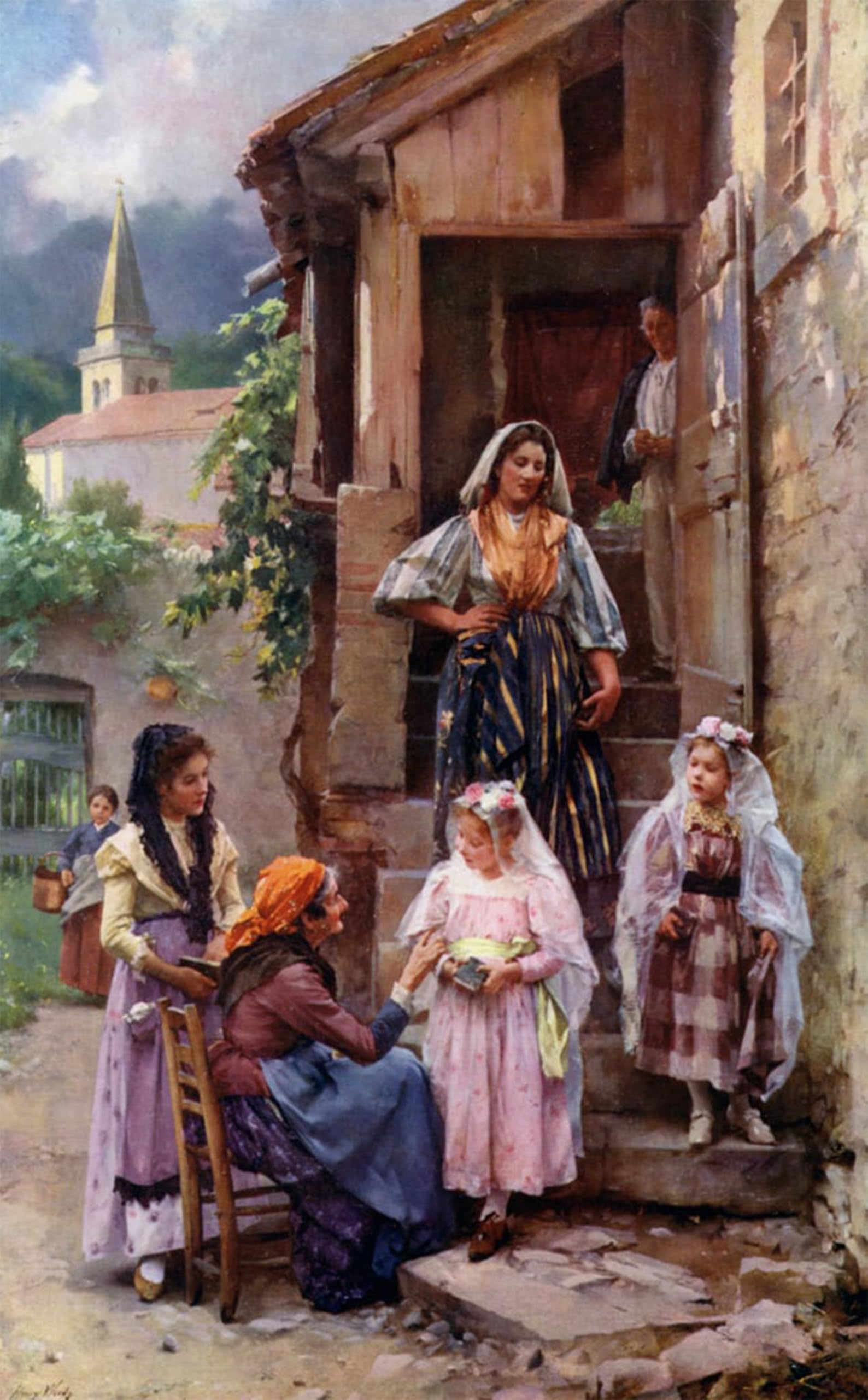 SERENDIPITP Vintage Picture Print on Canvas Wall Art Poster First Communion Day by Henry Woods Artwork Print Poster for Wall Decor 60x90cm