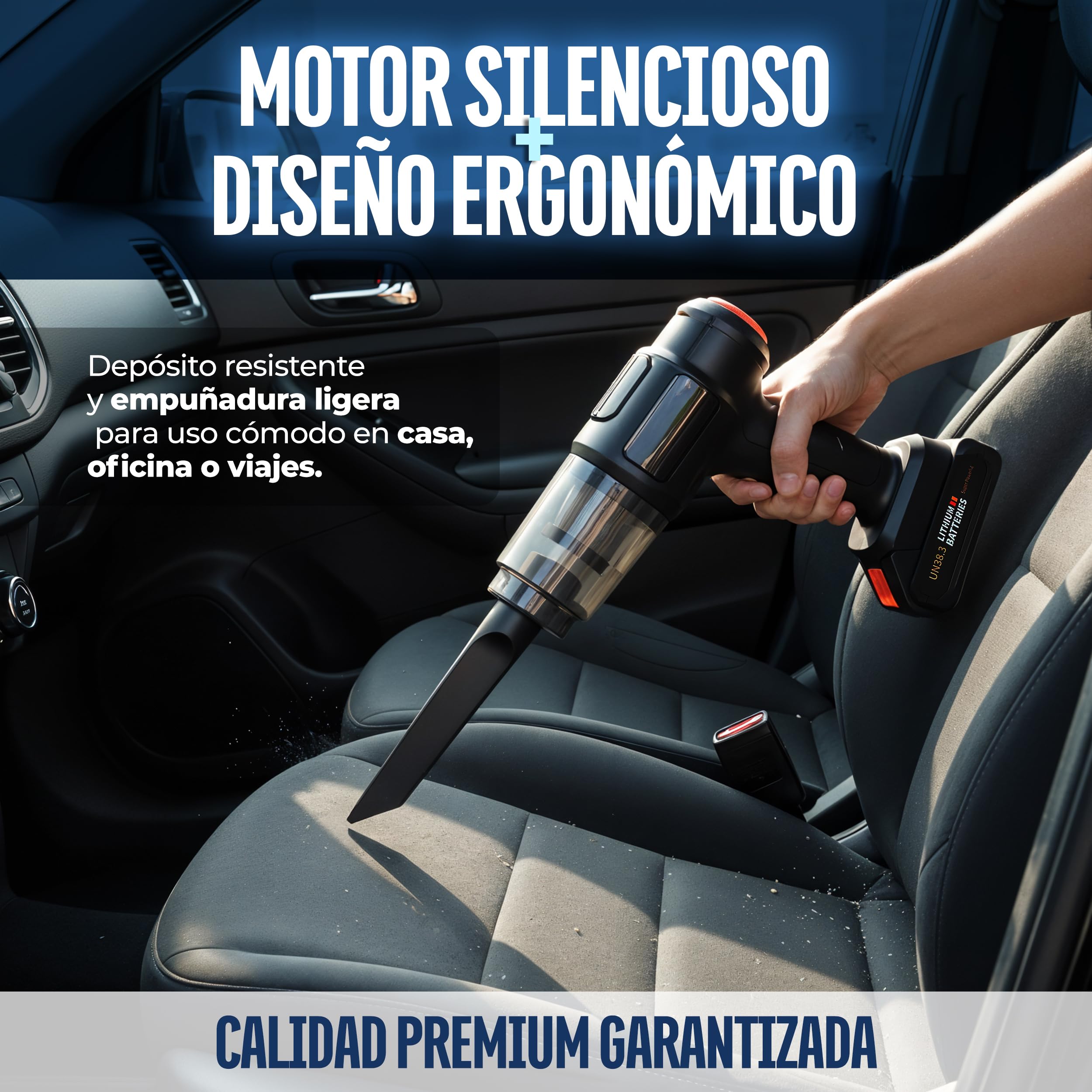Nova - Aspirador Coche Potente - Soplador de Aire Potente y Aspirador de Mano con 19000PA 7 en 1 - Aspiradora Portatil de Motor sin Escobillas con Maletin para Oficina, Coche y Hogar